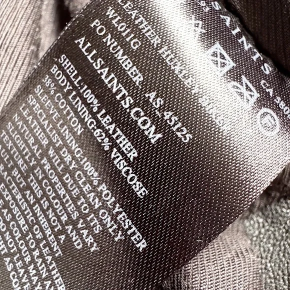 All saints huxley biker moto leather jacket black/gray US6 - Picture 7 of 8